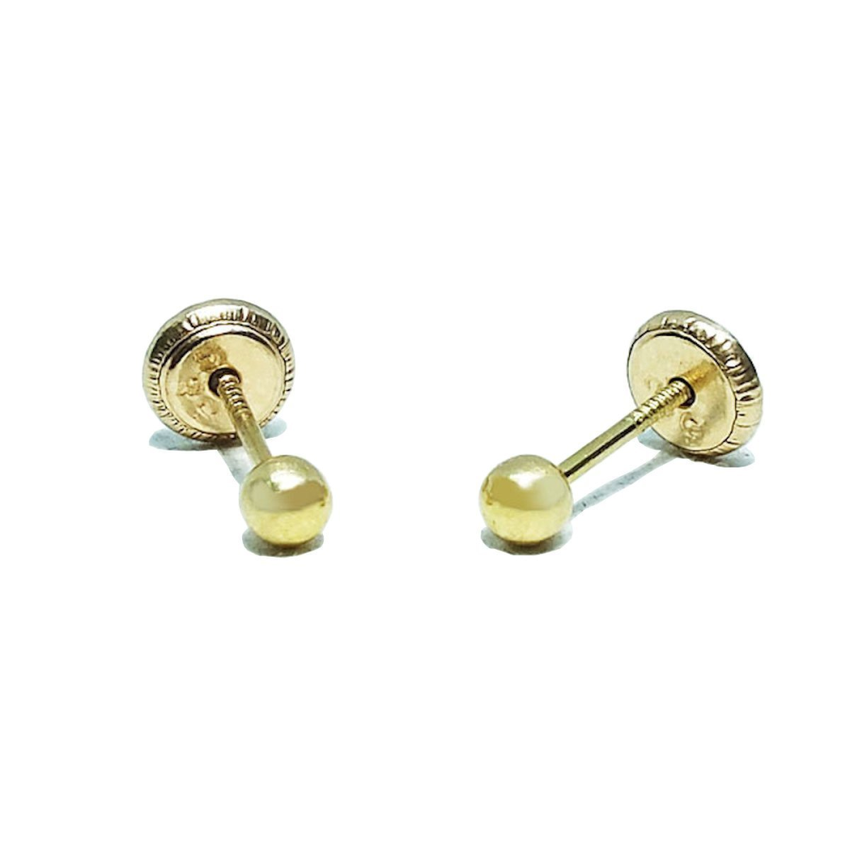 BecKids 18k Gold Polished Ball Stud Earrings, 3mm