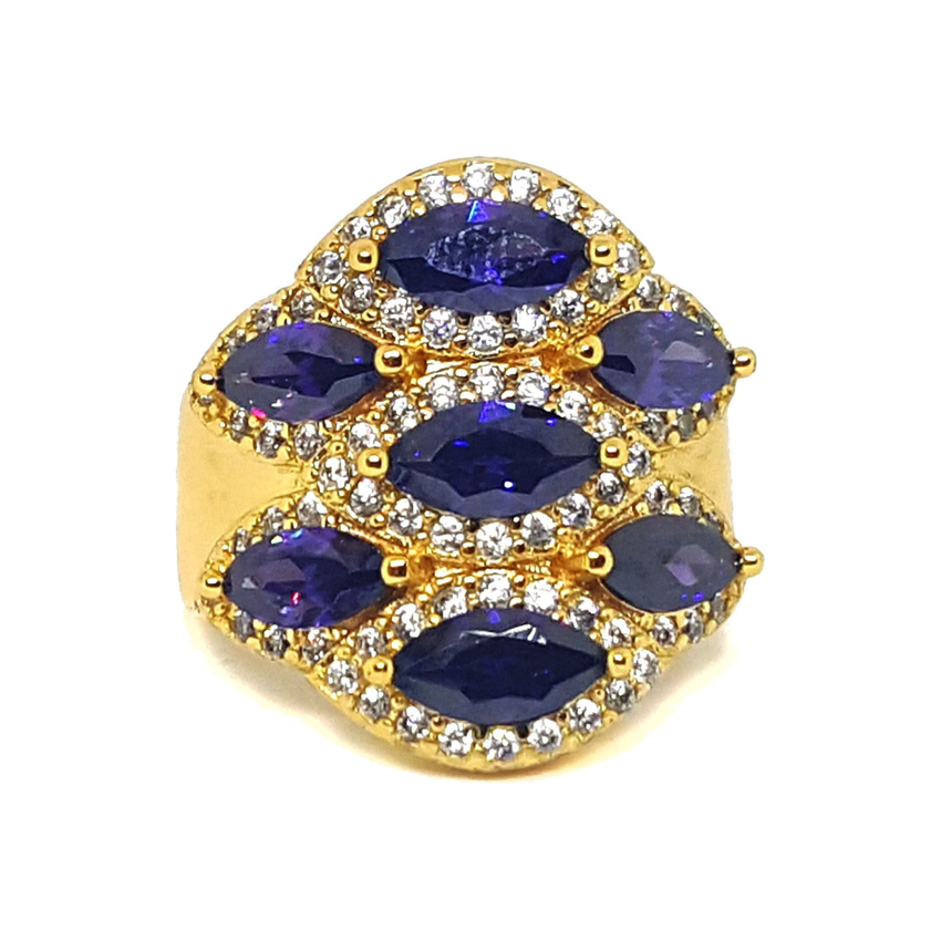(1-3142-h5) Gold Overlay Purple CZ Ring.
