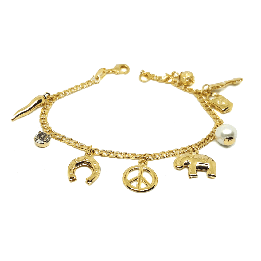 (1-0952-h7) Gold Filled Charm Bracelet, 7-1/2".