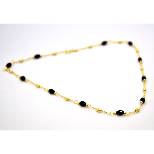 (1-1565-3-H9) Gold Filled Azabache (Faceted Onyx) Necklace, 16"