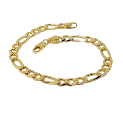 (1-0850-h5) Gold Filled Figaro Link Bracelet, 8.5"