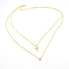 (mnec-903-h9-1) Gold Filled CZ Double Necklace.
