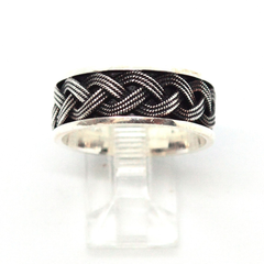 (2-5284-h9-3) Sterling Silver Men's Braid Design Ring.
