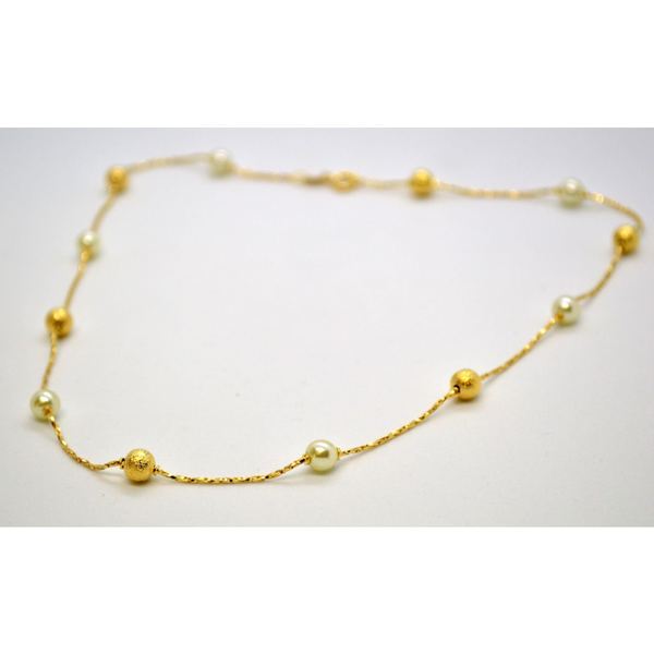 (1-1563-h9) Gold Filled Beaded Pearl Necklace.