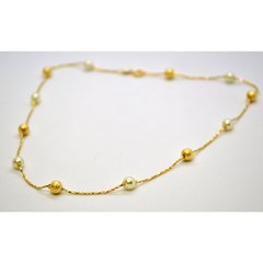 (1-1563-h9) Gold Filled Beaded Pearl Necklace.