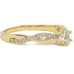 (mrin-615-h6-3) 18kt Gold Overlay CZ Solitaire with CZ Swirl Ring.