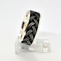 (2-5284-h9-3) Sterling Silver Men's Braid Design Ring.