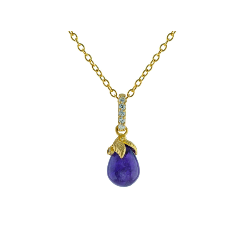 14k Gold Pl Sterling Silver Amethyst Flower Bulb Pendant Necklace, 16"