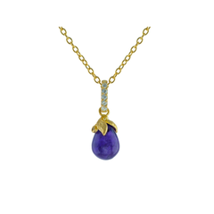 14k Gold Pl Sterling Silver Amethyst Flower Bulb Pendant Necklace, 16"