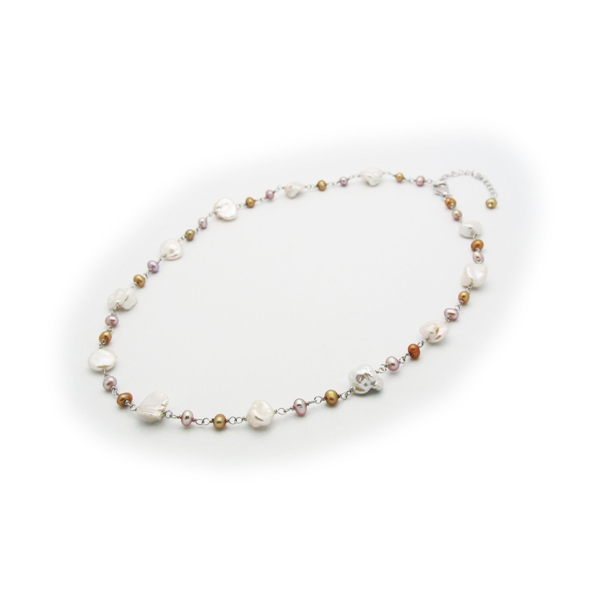 "Under the Sea" freshwater & Keshi Pearls Rhodium Pl Silver, 16"