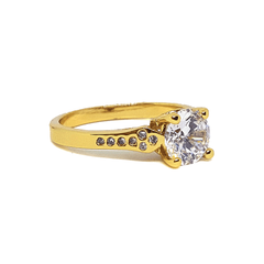(MRIN-618-H6-1) 18kt Gold Overlay CZ Solitaire Ring.