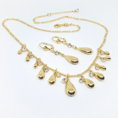1-6313-h1 Gold Overlay Tear drop Design Earring and Necklace Set, 18".
