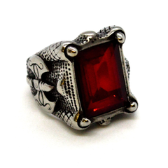 (4-0016-h9) Stainless Steel Large Red Ring for Men.