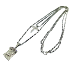 (4-60xx-4-h4) Stainless Steel Jesus Piece Double Chain Necklace.