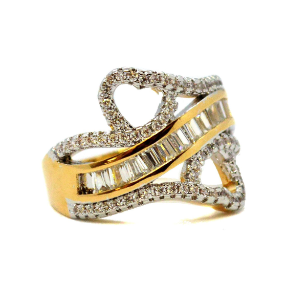 (1-3142-h9) Gold Overlay CZ Heart Design Ring.