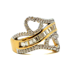 (1-3142-h9) Gold Overlay CZ Heart Design Ring.