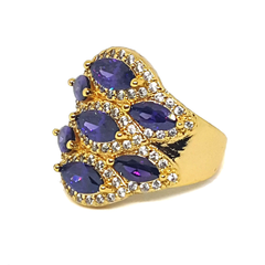 (1-3142-h5) Gold Overlay Purple CZ Ring.