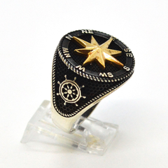 (2-5265-h9) Sterling Silver Men's Navigator Ring.