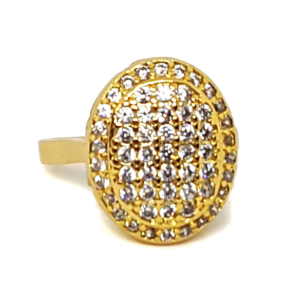 (1-3179-h5) Gold Overlay Oval Pave CZ Ring.