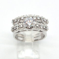 (2-5254-h9) Sterling Silver Women's 2pc Engagement Ring.