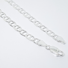 2-0115-h2 Sterling Silver Flat Mariner Link Anklet, 6.5mm