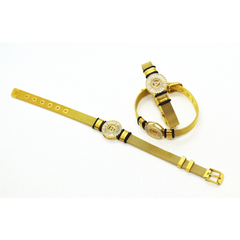(mbra-1002-h10) Gold Plated Stainless Steel Initials Bracelet.