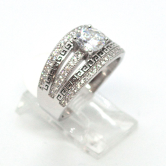 (2-5252-h9) Sterling Silver Women's Greek Design Engagement Ring.