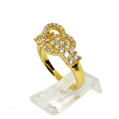 (1-3099-h5) Gold Overlay CZ Heart Ring.