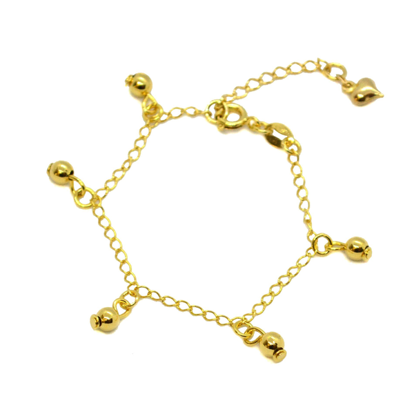 (1-0177-h8-baby) Gold Overlay Baby Charm Anklet.
