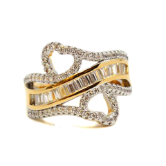 (1-3142-h9) Gold Overlay CZ Heart Design Ring.