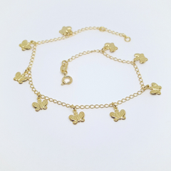 1-0015-h2 Gold Overlay Butterfly Charms Anklet, 10"