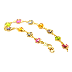 (1-0562-h9) Gold Filled Multi-color Lady Bug Bracelet, 7-1/2".