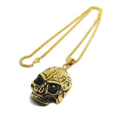 (4-3223-h6) Stainless Steel Large Skull Necklace for Men, 30".