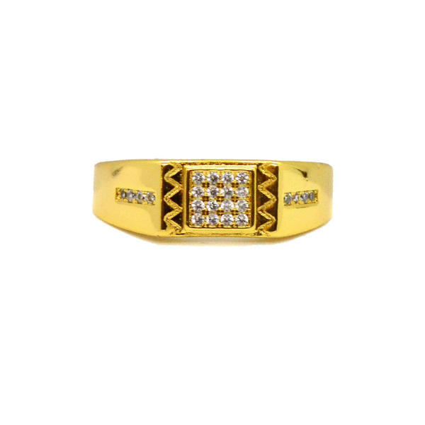 (1-3167-h8) Gold Overlay Mens CZ Accent Ring.