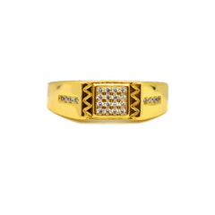 (1-3167-h8) Gold Overlay Mens CZ Accent Ring.