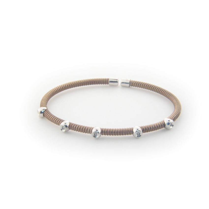 Fronay Co .925 Sterling Silver Five Diamond Twisted Station Bangle dipped in Chocolate Gold (.07 Carats, Color K-L, Clarity I2-I3)