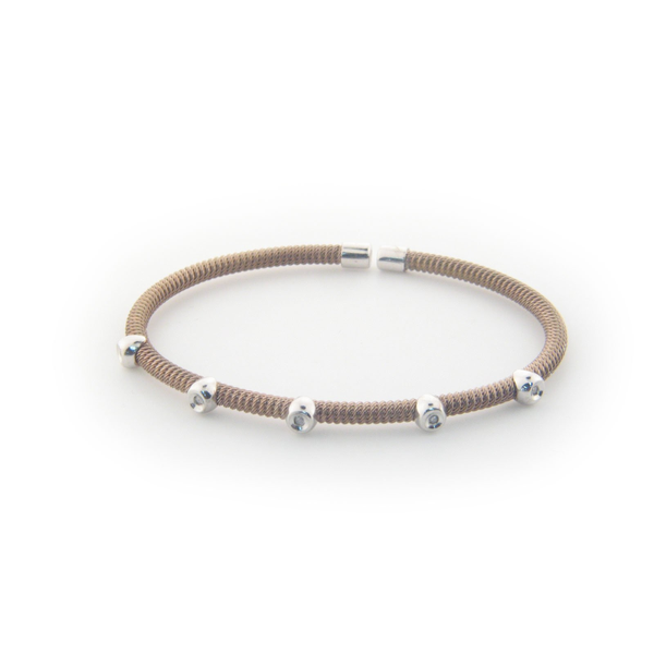 Fronay Co .925 Sterling Silver Five Diamond Twisted Station Bangle dipped in Chocolate Gold (.07 Carats, Color K-L, Clarity I2-I3)