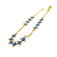 (mbra-618-h6-1) Gold Overlay Light Blue Evil Eye Bracelet.