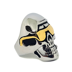 (mrin-504-h5-3) Stainless Steel Two Tone Skull Ring for Men.