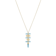 14 Karat Gold Plated Pencil Cut Chalcedony Drop Necklace