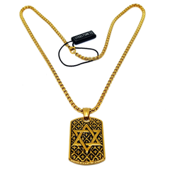 (4-3211-h5) Stainless Steel star of David Tag Necklace, 24".