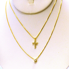 (mnec-903-h9-1) Gold Filled CZ Double Necklace.