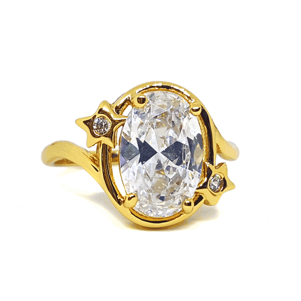 (MRIN-618-H6-2) 18kt Gold Overlay Star Accent Ring.