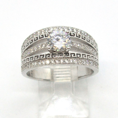 (2-5252-h9) Sterling Silver Women's Greek Design Engagement Ring.